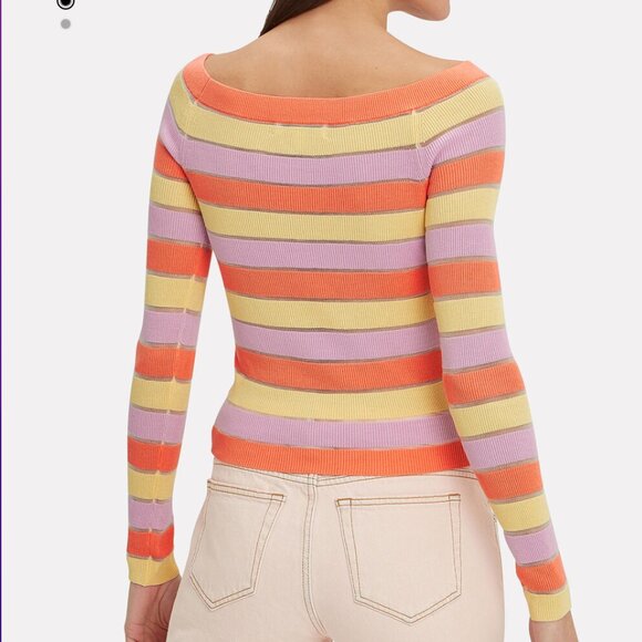 NWOT Intermix Delia Striped Knit Top Size S - Picture 2 of 6